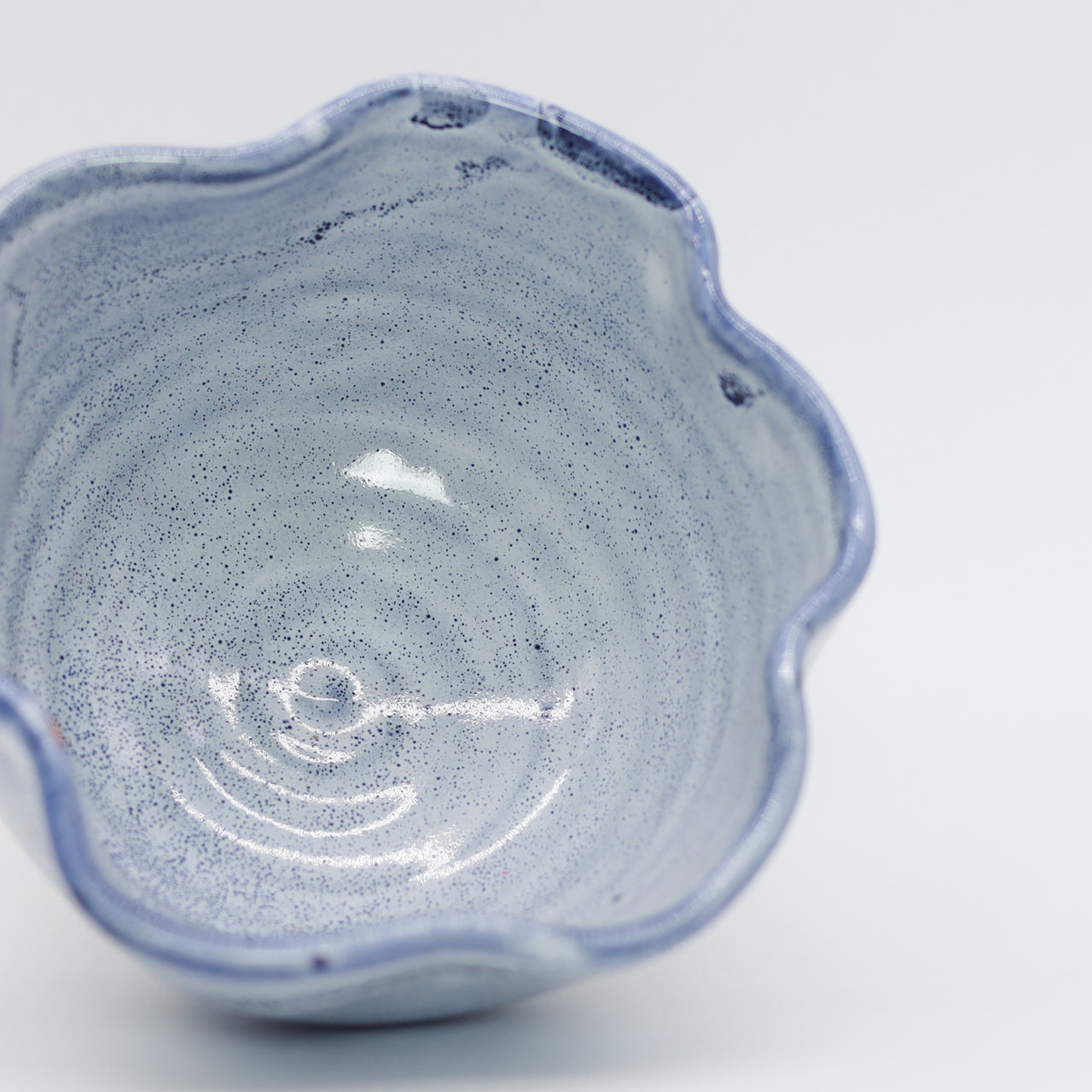 Handmade Moroccan Scalloped Bowl – Soft Blue Speckle