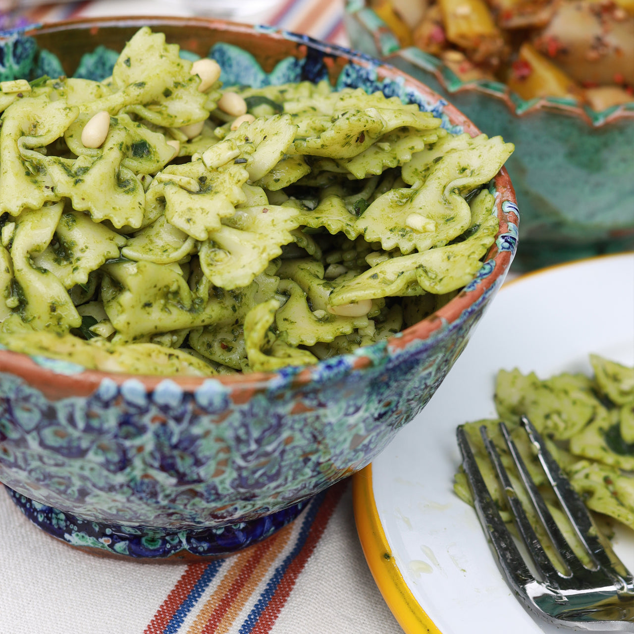 Handcrafted Blue & Green Glazed Ceramic Bowl – (Medium)