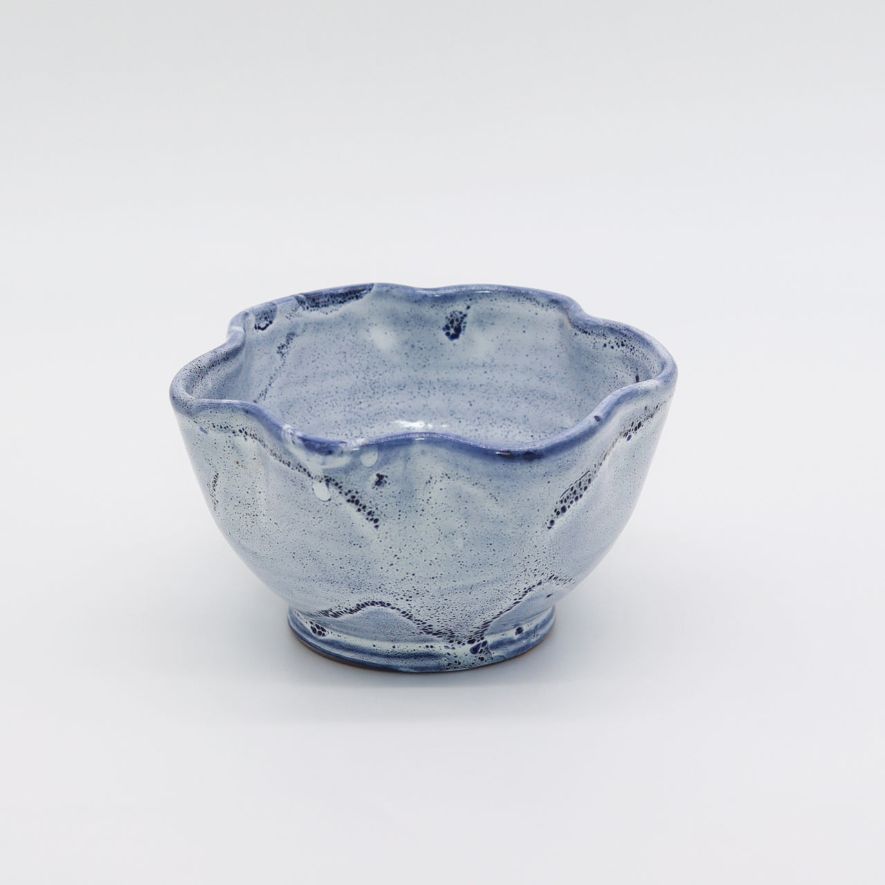 Handmade Moroccan Scalloped Bowl – Soft Blue Speckle