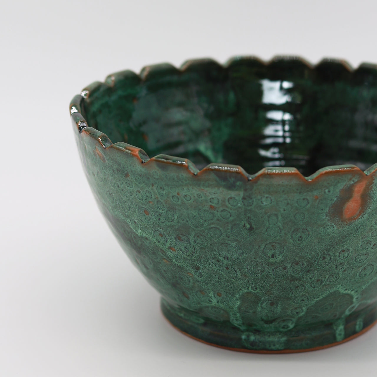 Handmade Moroccan Scalloped Bowl – Deep Moss Green (Large)