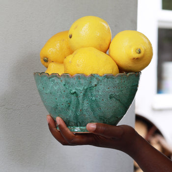 Handmade Moroccan Scalloped Bowl – Deep Moss Green (Large)