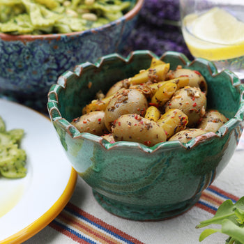 Handmade Moroccan Scalloped Bowl – Deep Moss Green (Medium)