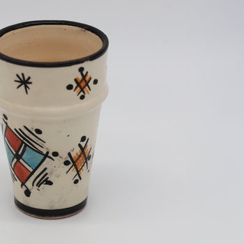 Hand-Painted Moroccan Ceramic Cup – Geo Motif