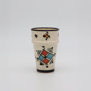 Hand-Painted Moroccan Ceramic Cup – Geo Motif