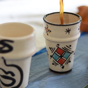 Hand-Painted Moroccan Ceramic Cup – Geo Motif