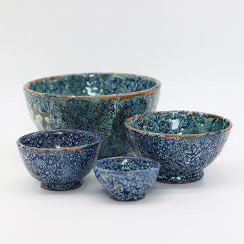 Handcrafted Blue & Green Glazed Ceramic Bowl – (Medium)