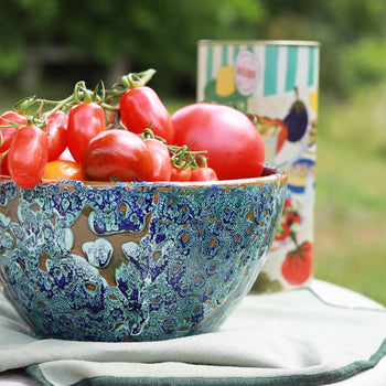 Handcrafted Blue & Green Glazed Ceramic Bowl – (Large)