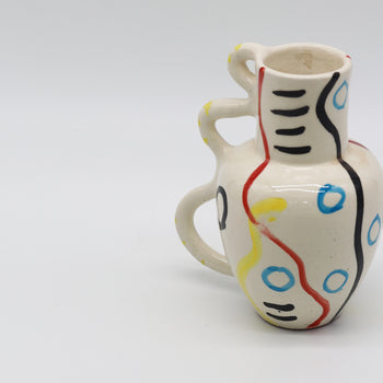 Moroccan Triple-Handled Vase – Abstract Lines